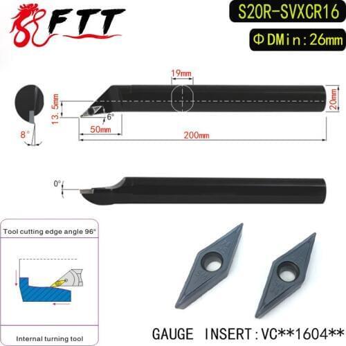 S20R-SVXCR16 96 Degrees Internal Turning Tool Holder For VCMT160404 VCMT160408 Insert Internal Boring Bar Lathe Machine