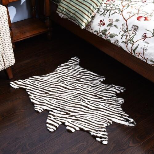 Zebra stripe Printed Rug Cowhide faux skin leather Non-Slip Antiskid Mat 110X150CM Imitation animal Carpet for home