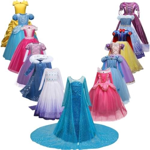 Girls Cosplay Dress For Kids Halloween Party Princess Costume Chidlren Fancy Dress Up Christmas Clothes Snow Queen Disfraz