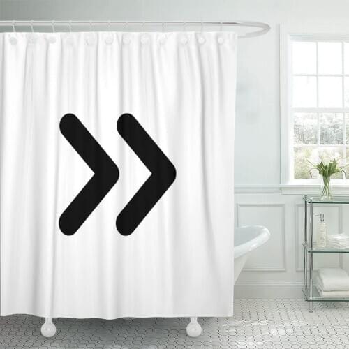 Double Rounded Chevron Arrows Fast Forward Skip Next Open Shower Curtain Waterproof Fabric 72 x 78 Inches Set with Hooks