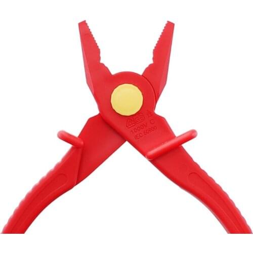 F2TE Non-slip VDE Resistant Plastic Flat Nose Pliers Used for Clamping or Winding Wire Operation High Temperature Resistant