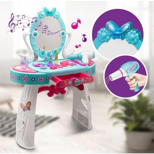 Girl toy Christmas gift Pretend play Light music make-up toy Annaelsa Princess Girl toys juguete Party Simulation Dressing Table