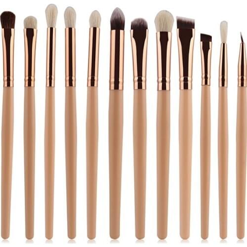 12 Pcs Goat Hair Eye Makeup Brushes Set