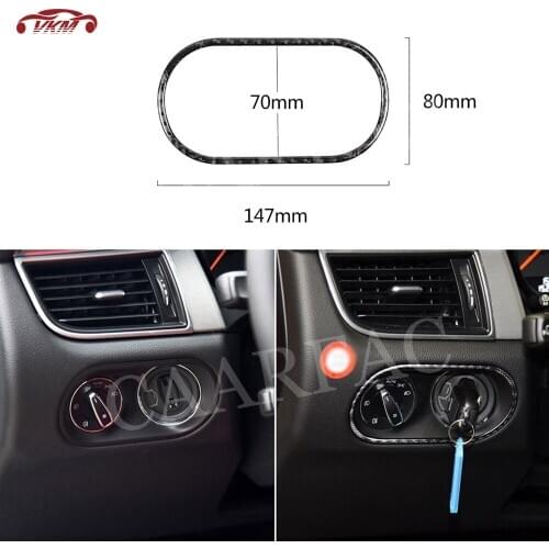 Carbon Fiber Car Headlight Ignition Switch Button Trim Frame Cover Decal Sticker for Porsche Macan 2015-2018