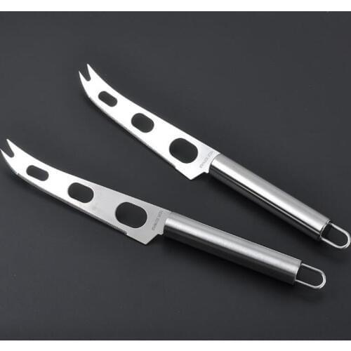 Stainless Steel Cheese Knife With Long Handle Fork Tip Butter Knives Household Kitchen Cooking Tools LX4509