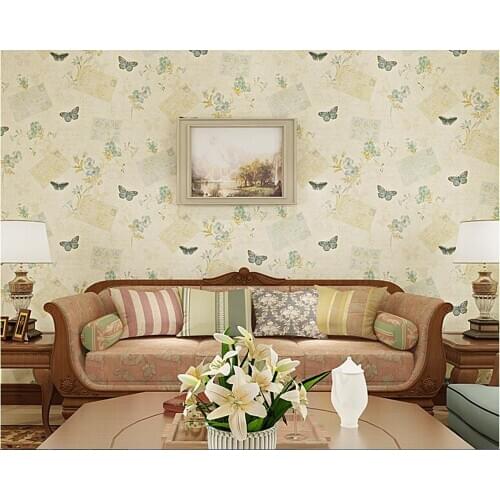 Beibehang Nonwovens Personality Wall paper American retro nostalgic butterflies 3d wallpaper Living room Bedroom sofa background