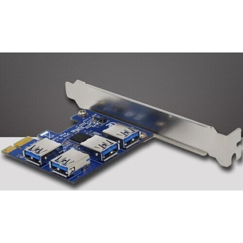 PCI-e Express 1X To 4 Port PCIE 16X Multiplier HUB Riser Adapter Card w/1.96ft USB 3.0 Cable Drop Shipping