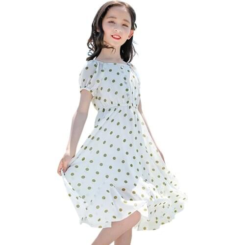 Dress Girl Dot Pattern Dress For Girl Summer Children Dresses Casual Style Costume Girl 6 8 10 12 14