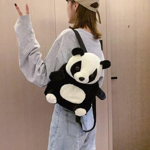 Animals Plush Backpacks for Adult Kid Cartoon Panda Doll Kindergarten Boy Girl Stuff Backpack Panda Purse Coin Book Shoulder Bag