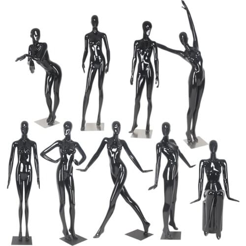 Full Body Bright Black Female Mannequin Props Wedding Dress Slender Model Customized Hot Sale