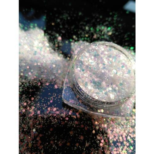 Iridescent White Color with Gold Tints Shining Fine Nail Glitter Dust Powder for Nail Art Decoration&Glitter Craft 5g jar, #YU10