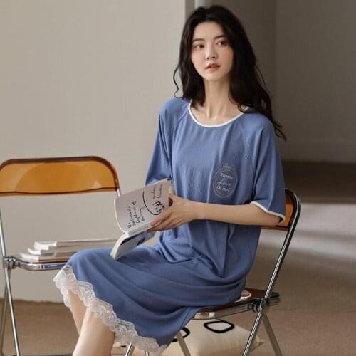 Plus Size Modal Nightgowns For Women New Cotton Nightdress Short Sleeve Summer Dress Female Mid-Long Loose Nightshirt