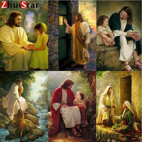 Diy Full Square Diamond Painting Jesus Christ Redeemer Religious Cross Stitch Crafts Full Mosaic Diamond Embroidered Mosaic ZWQ