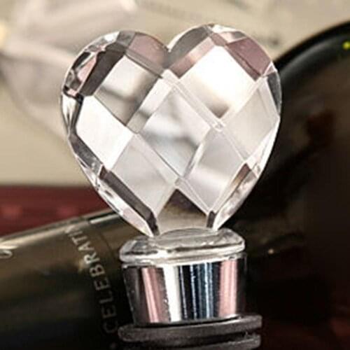 Luxury Chrome Wine Bottle Stopper Crystal Heart Shape Wedding Favor Drink Reception gift box Bar Tools