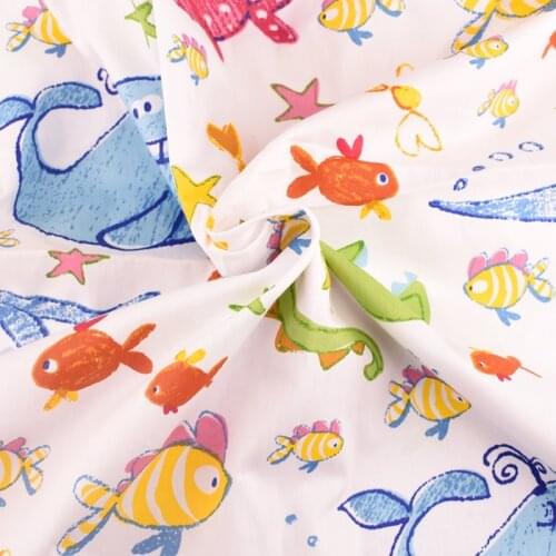 Fish Series Twill Cotton Fabric For Sewing ,DIY ,Quilting,Baby Children Sheet Pillow Cushion,Toys,50x160cm OR 100X160cm/Piece