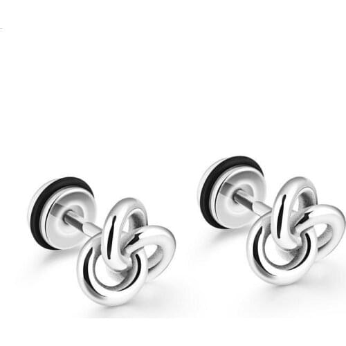 Korean Three Loop Winding Studs Earrings for Men Woman Stainless Steel Punk Earring Fashion Hip-Hop Jewelry