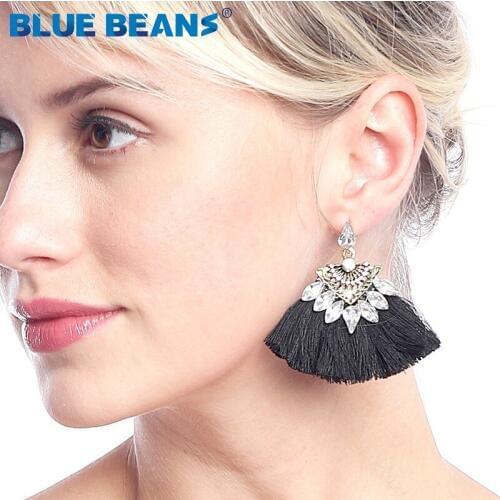 Earings Fashion Jewelry Punk Tassel Women Small Bohemian Earring Star Black Drop Boho Crystal Earing Dangle statement Wholesale