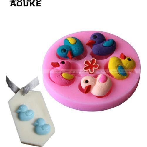 3D Duck Shape Embossed Cake Silicone Mold Decoration Fondant Chocolate Pudding Tools Cookie DIY Kitchen Cake Baking Molds E053