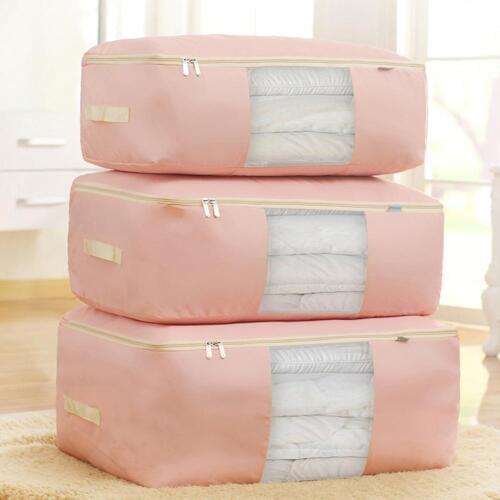 Foldable Storage Bag pink Print Clothes Blanket Quilt Organizer Stroage Bag Clould Transparent Travel Luggage Organizer Bag