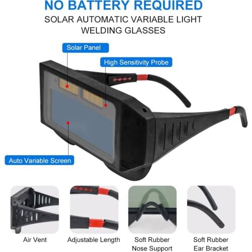 Solar Automatic Variable Light Welder Welding Glasses Welding Antiglare Protection Eye Cover Retractable Glasses Argon Arc