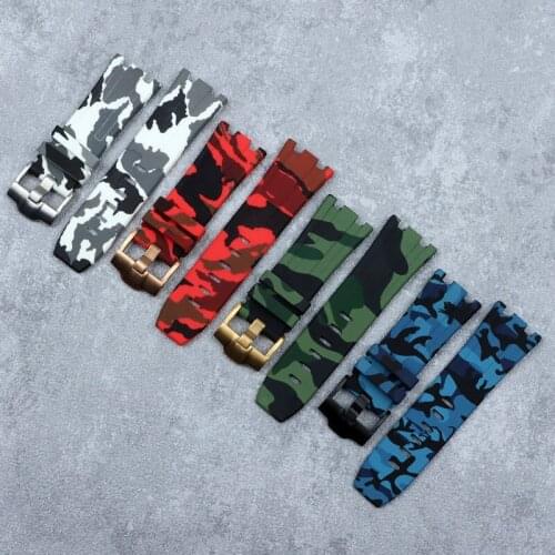 Sports Camouflage camo band for AP Silicone watch belt Rubber Watchband 28mm men Bracelet For Audemars And Piguet strap logo on
