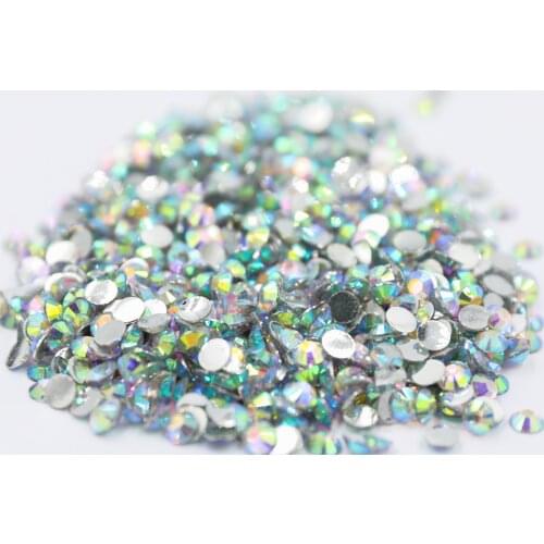 Crystal AB Color 2~6mm Flatback стразы Resin Non hotfix Rhinestones in Bulk Package Plastic Nail Art Decoration for Garment