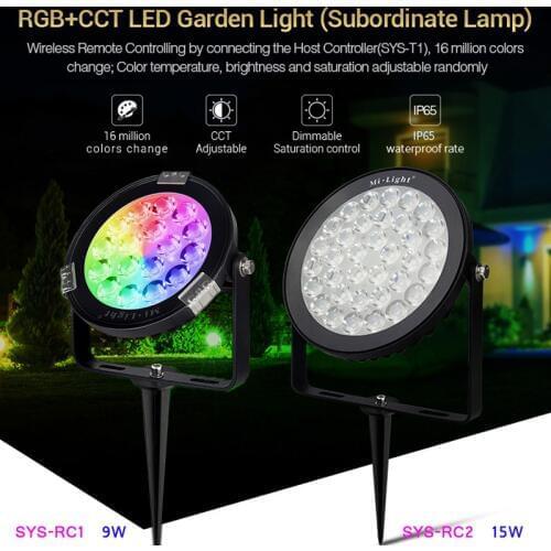 9W/15W RGB+CCT LED Garden Light Subordinate Lamp DC24V smart Dimmable Waterproof LED Landscape light can APP/2.4G remote control
