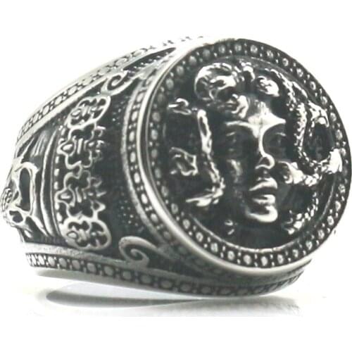 Unisex 316L Stainless Steel Medusa Snake King Skull Ring Newest No Stone