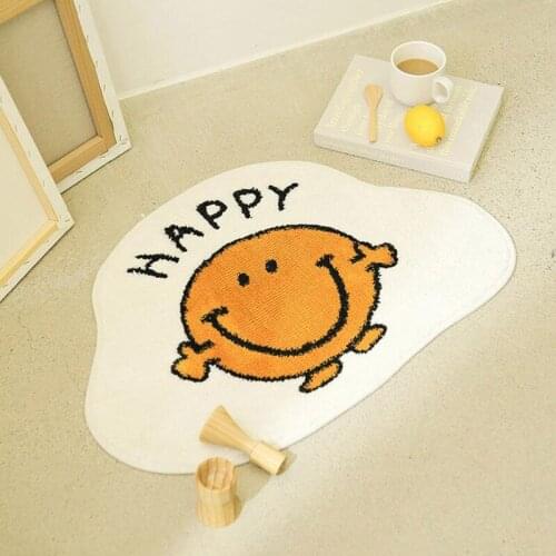 Smiling Face Thickened Lamb Wool Absorbent Carpet Bathroom Non-Slip Bottom Door Mat Home Bedroom Room Floor Mat Home Decor