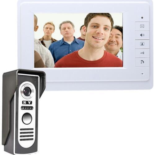 7 Inch Wired Video Door Phone Doorbell Intercom Kit with Rainproof 700TV Lines Night Vision camera 819M