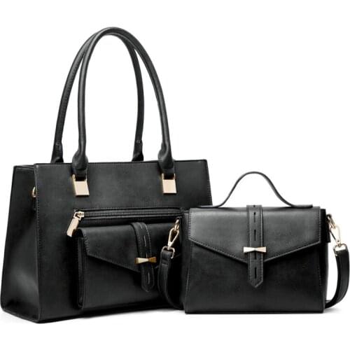 PU Leather Womens Bag Handbag Set Designer 2pc/Set Big Shoulder Bag Vintage Small Messenger Bags Female Functional Extreme Volu