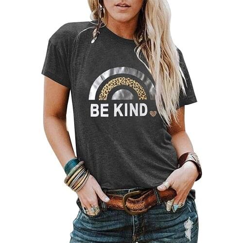 BE KIND Graphic T Shirts Summer Casual Clothing Women Gothic Korean 2021 Plus Fashion Tee Streetwear Tops White