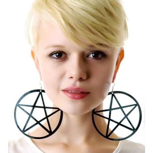 Women Punk Earring Geometric pentagram Pandent Earrings Charm Hip Hop Girls Gift Cute Stud acrylic jewelry Evening Party Earring