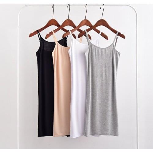 Women Dress Summer Spaghetti Strap Skirt Modal Soft Breathable Loose Camisole Sleeveless Solid Woman Dress S M L XL 2XL