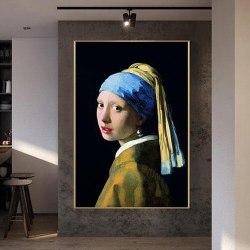 Famous The Girl with A Pearl Earring By Jan Vermeer Classical Portrait Art Reproductions Canvas Painting Poster Print Home Decor