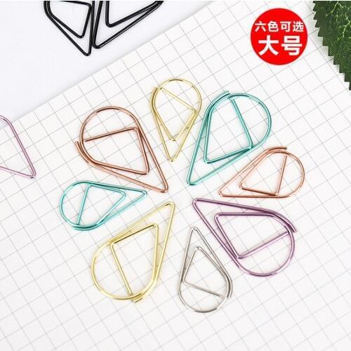 1pcs South Korea Large Creative Stationery Metal Drop Shaped Paper Clip / Paper Clip Cute Office supplies Hand account supplies