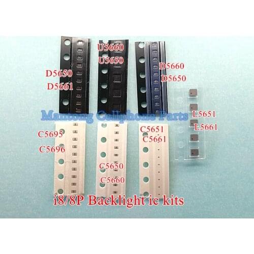 10sets(160pcs) Backlight ic kit U5650/U5660 Coil L5651/L5661 Diode D5650 D5651 Capacitor C5650 C5695 C5651 C5655 for iphone 8 8P