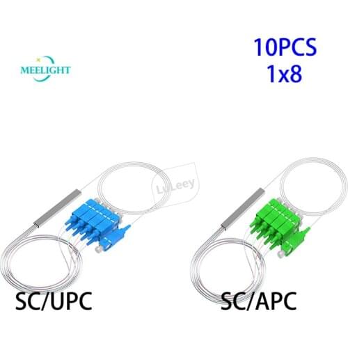 10pcs 1x8 SC/UPC SC/APC micro PLC Optical splitter steel pipe high quality FTTH
