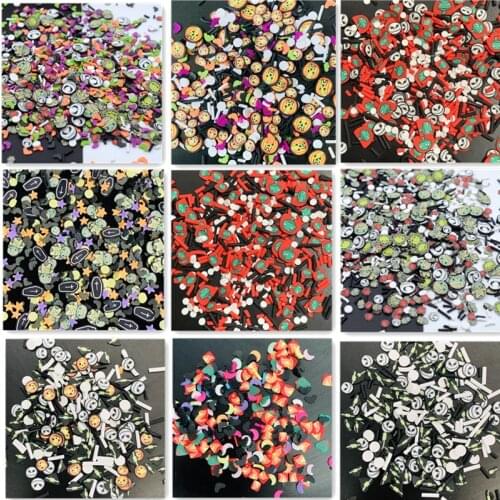 100g Slices Polymer Hot Clay Mixed Halloween Shape Sprinkles for DIY Craft Slime Filling Nails Art Decoration Accessories