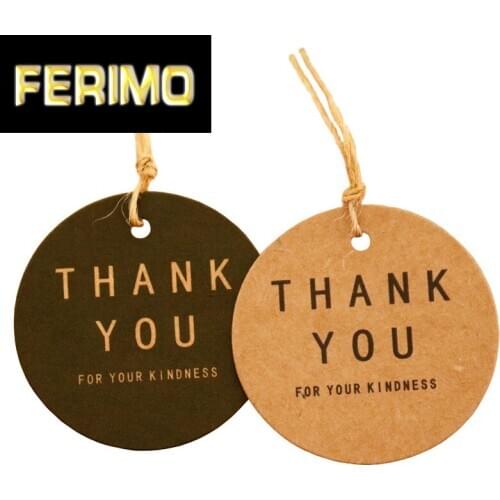 100pcs Round Kraft Paper Tag Thank You Gift Tag Price Paper Labels Party Gift Box Tags DIY Sewing Garment Tag Wedding Decoration