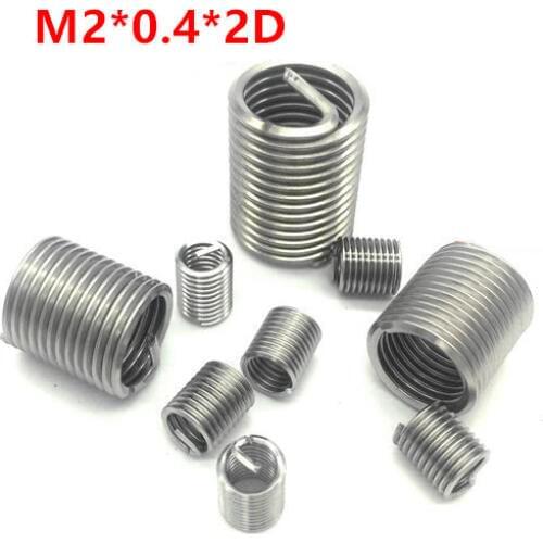 100pcs M2*0.4*2D Wire Thread Insert M2x2d Wire screw sleeve, M2 Screw Bushing Heliciol Wire Thread Repair Inserts SUS304
