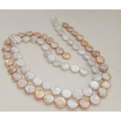16 inch one strand,FREE SHIPPING, pearl beads,10-11 MM round coin pearl beads,100% freshwater loose pearl ,full hole drilled