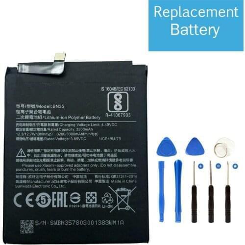 3300mAh Xiao Mi Hong Mi BN35 Replacement Battery For Xiaomi Redmi 5 5.7" Baterij Bateria Batterie Cell Mobile Phone Batteries
