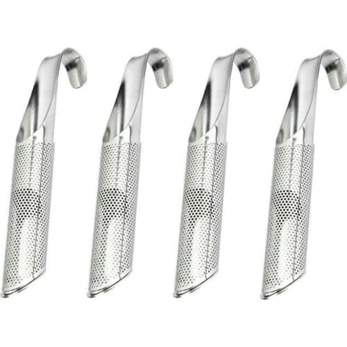 4 Pack Tea Infuser Stainless Steel Tea Strainer Filter Pipe Stick Steeper With Hook Reusable Premium Fine Mesh For Loose Leaf He