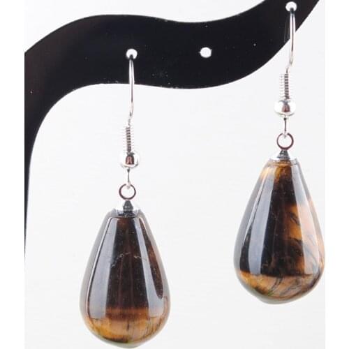 5 Pairs Women Drop Earrings Natural Tigers Eye Gem Stone Teardrop Bead Reiki Healing Earrings Bohemian Jewelry IR3159