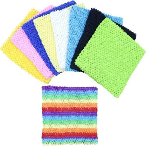 8 Inch Rainbow Crochet Tutu Skirt Tops with Lined Girls Baby Chest Wrap Apparel Sewing Knitting Fabric Birthday Gifts 20X20cm