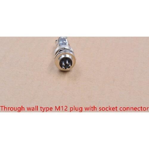 Through wall M12 5pin male female aviation plug with socket connector adapter 1set