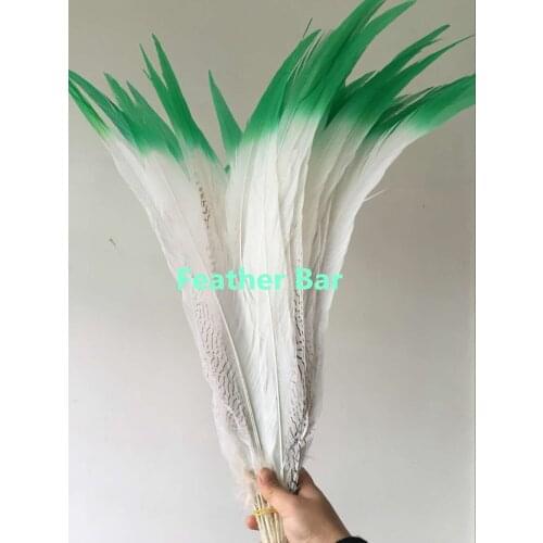 EMS Free Shipping 100pcs Silver pheasant Feathers 60-65cm white+green pheasant silver Feathers DIY Feathers Cloth accessory