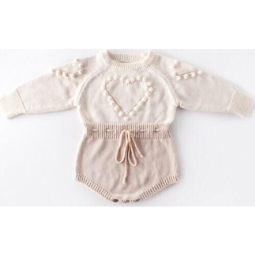 Girl Bodysuit Infant Baby Girl Knitted Clothes Love Print Long Sleeve Jumpsuit Bodysuit Outfit Autumn