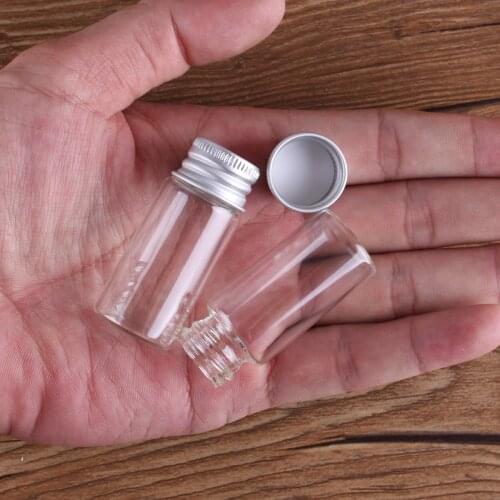 10pcs 10ml 22*50mm Clear Glass Bottles with Aluminum Caps Tiny Empty Glass Jars DIY Crafts Vials Tiny Glass Jars